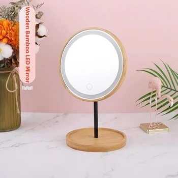 Simple assembly wooden mirror plug-in desktop desktop single-sided mirror makeup mirror