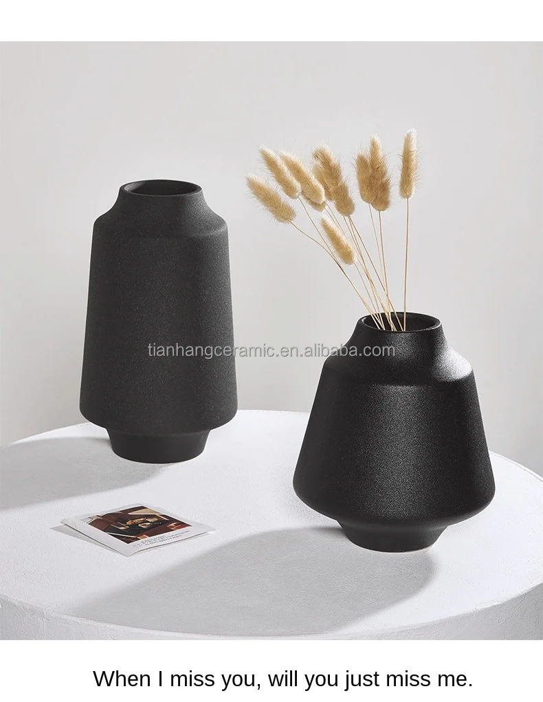 India Style Black Matt Classic Desktop Home Furnishings Ceramic Vases For Home Decor Indoor And Outdoor.jpg