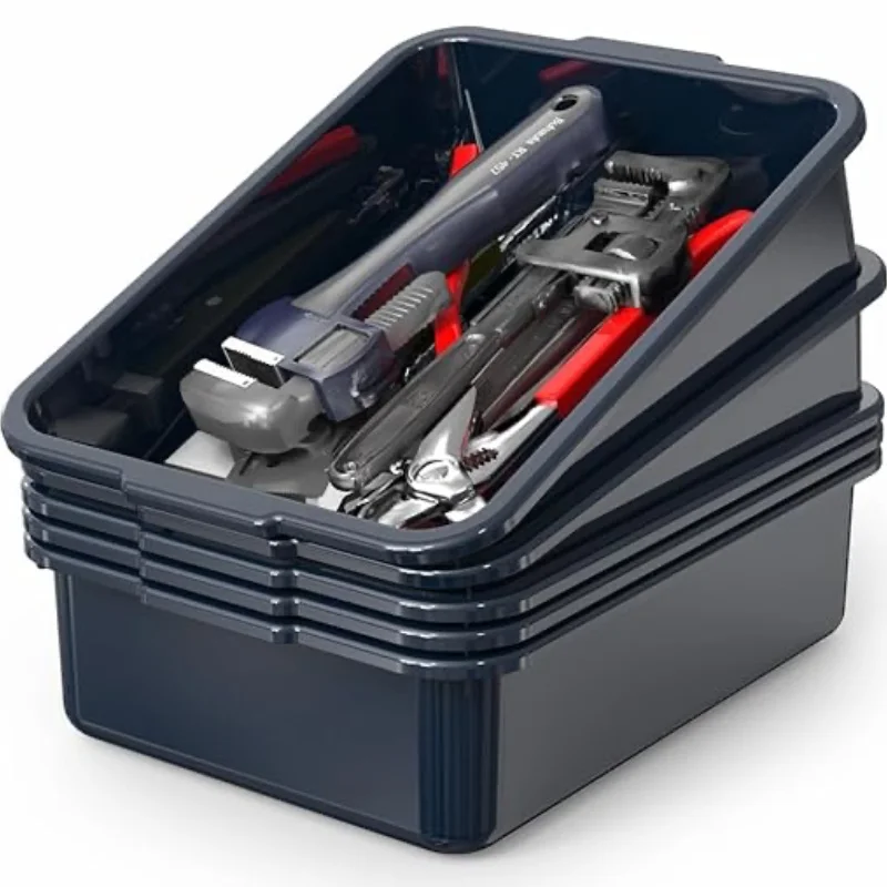 Plastic Large Rectangle Commercial Utility Tubs Tote Box Bus Tub Wash Basins Shallow Tray Box