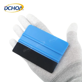 4'' Wholesale Window Tinting Tools Installing Blue Squeegee With Fabric Felt Vinyl Wrapping Squeegee
