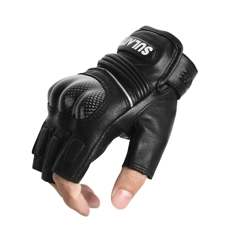 SULAITEモーターフィンガーレスグローブGuantesdecueroハーフ