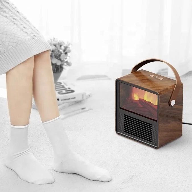 New Retro Feeling Heater Household Small Desktop Electric Heater Simulation Flame Portable Heater Winter Atmosphere Feeling 4