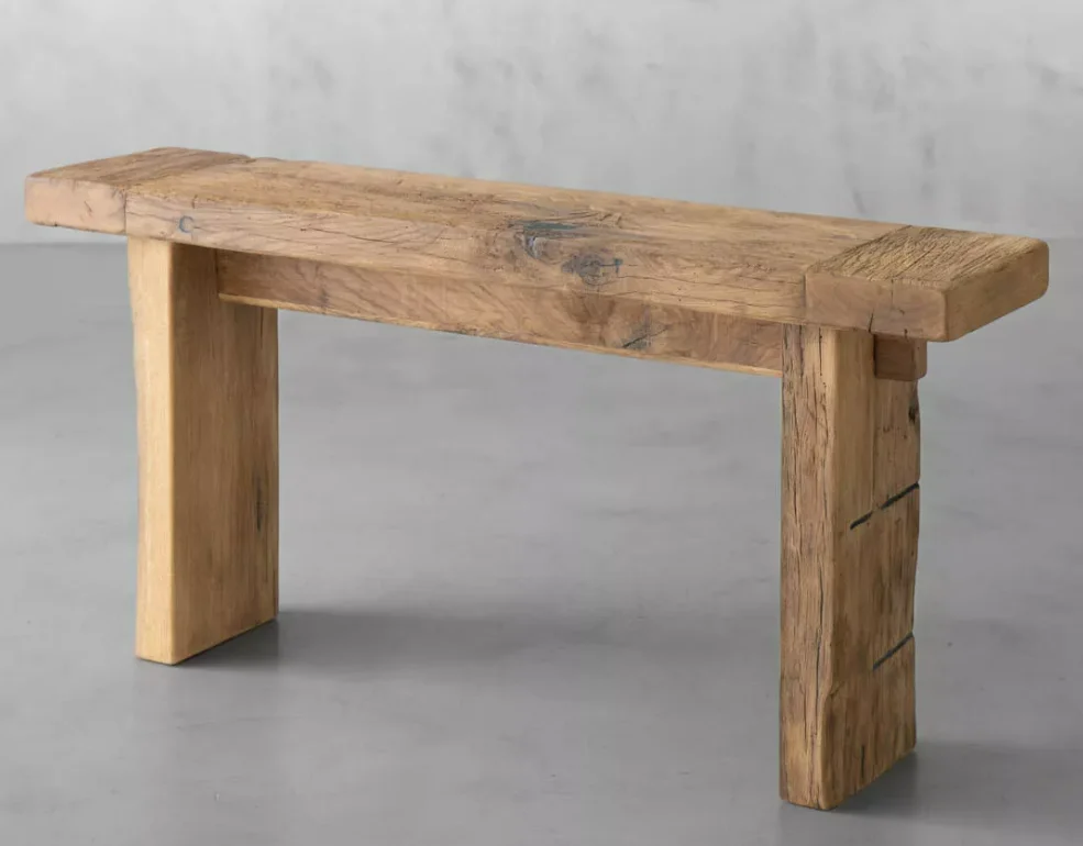 Reclaimed Oak Wood Console Tables for Living Room Furniture Entrance Side Table in Wabi Sabi Style