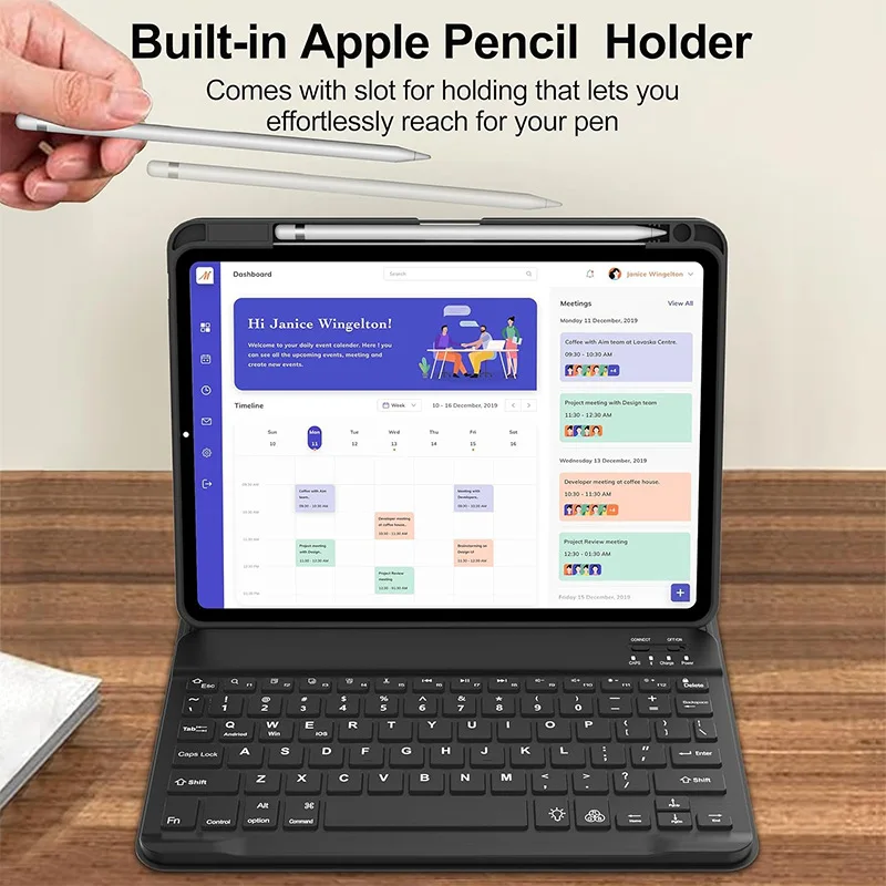 product case with keyboard mouse for ipad air 13 inch  color rainbowbacklight detachable usb c keyboard pu magnetic case withpen slot-8