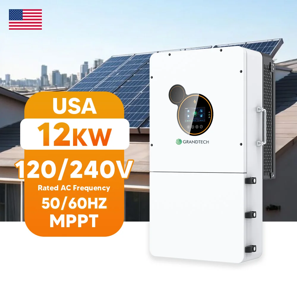 SEI 12kW 8kW 하이브리드 태양광 인버터, 듀얼 MPPT, 240A 배터리 충전기, 200A 바이패스, 순정현파, IP65, 주거용 오프그리드 태양광 시스템용