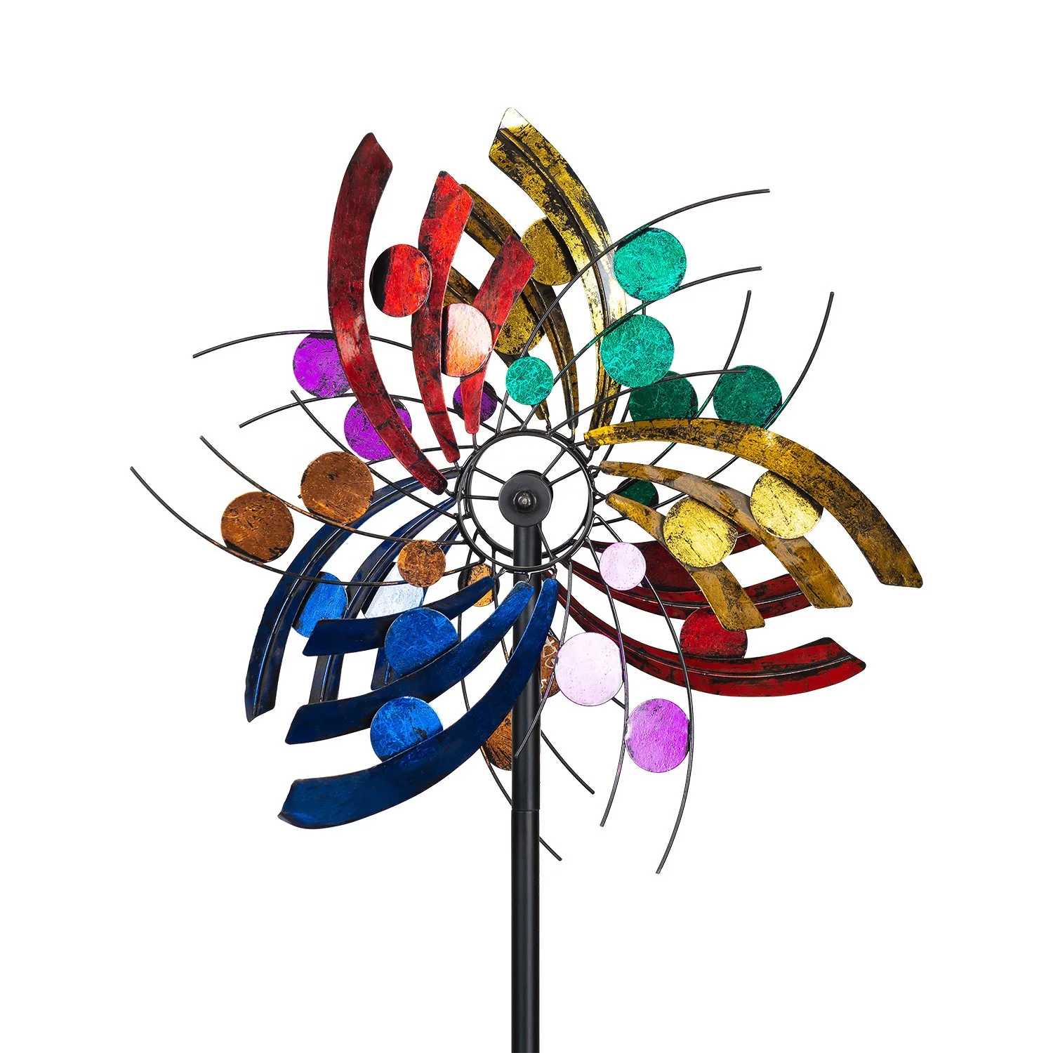 Bi-directional Colorful Wind Spinners Double Wind Spinner Metal Windmills Spinners