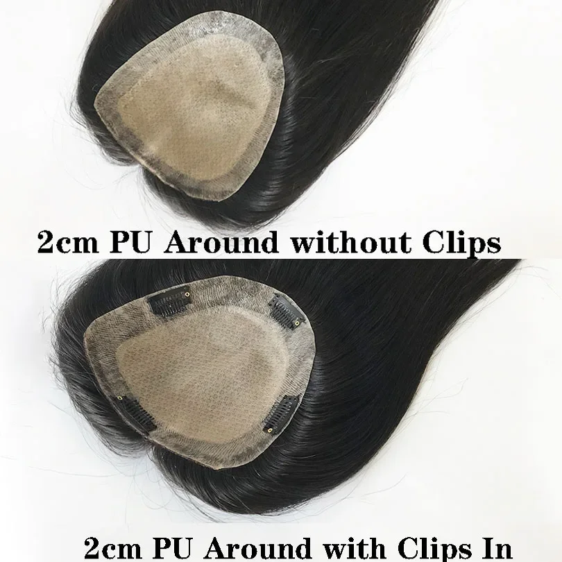 Postiche en cheveux humains vierges européens avec clips pour femmes 12x13CM_voghion.com