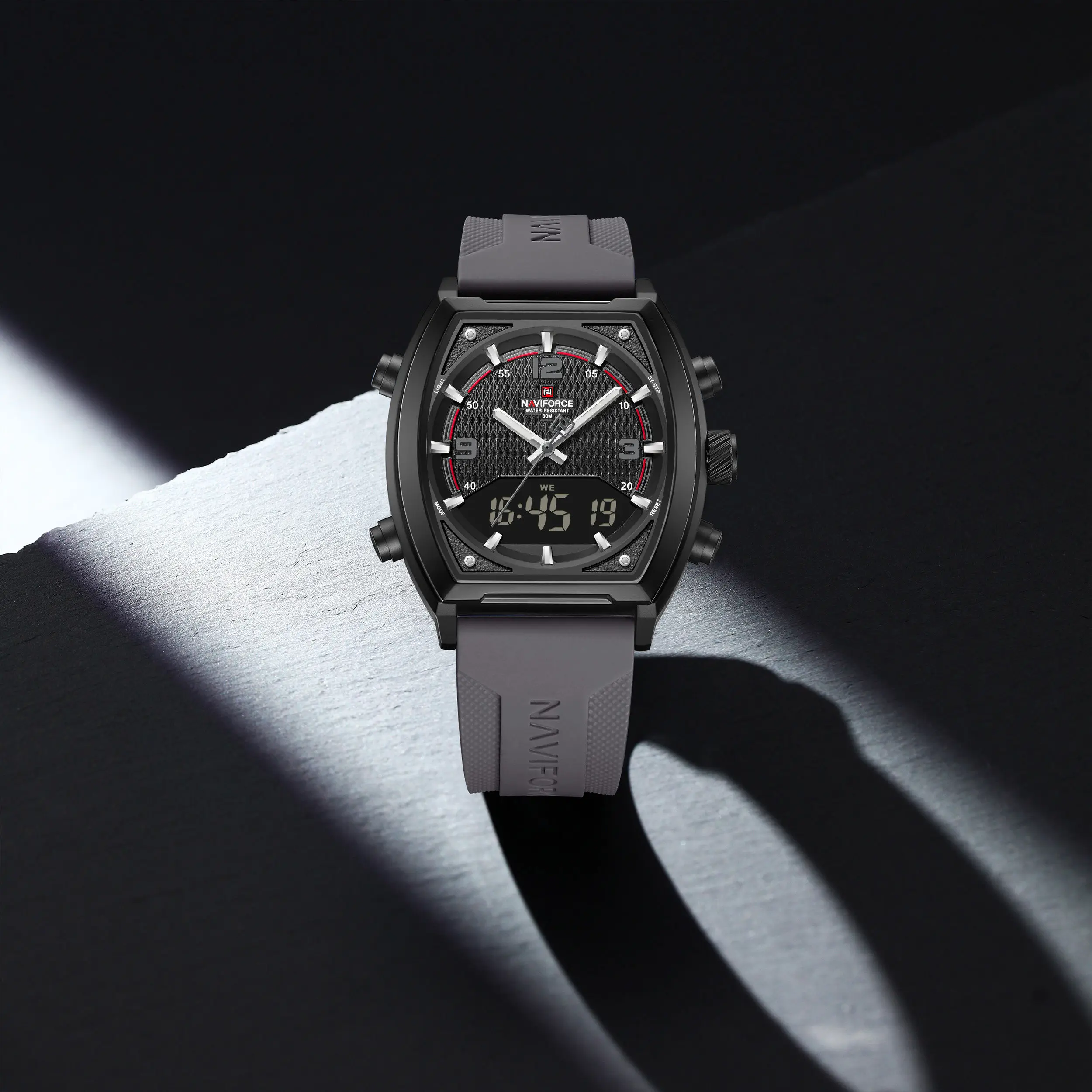 NAVIFORCE 9242男士手表新款防水时尚石英液晶数字显示手表Relogio女性化钟表