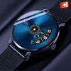9 Mesh Strap Black Case Blue Dial