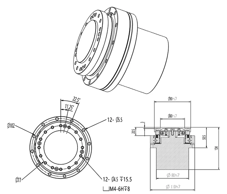 M8025 Servo Motor Harmonic Servo Motor for Industrial Robot Arm