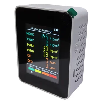 indoor multiple air meter PM2.5,PM10,HCHO,TVOC,CO,CO2 6 in 1 air quality monitor