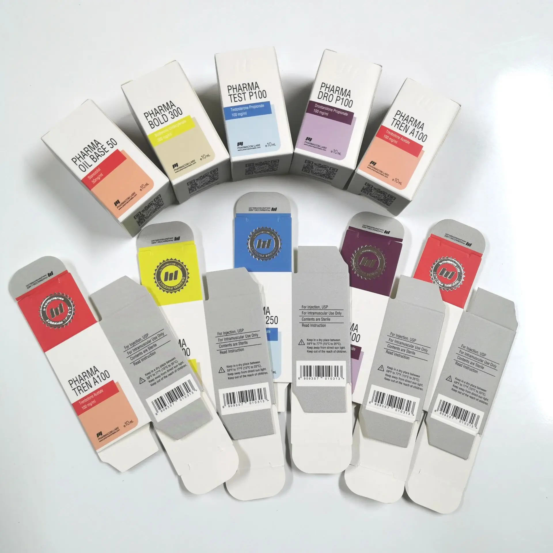 New design customized printing holographic test e 10ml vial boxes and labels packaging