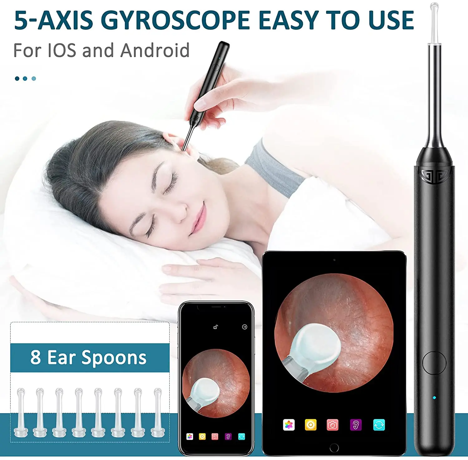 WIFI Mini Endoscope New Visual Ear-Picking Spoon With Camera  Electric Wax Vac Ear Vacuum Cleaner