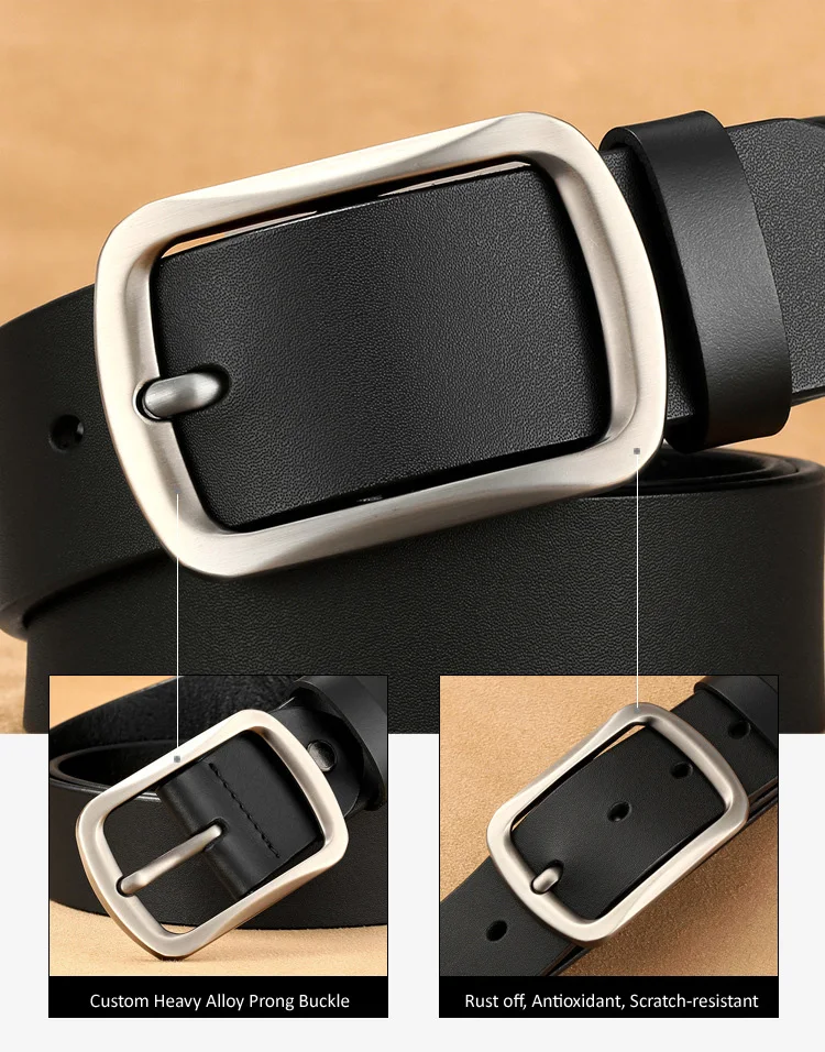 33mm Wide Alloy Prong Buckle Genuine Leather Belt For Men Many Colors ...