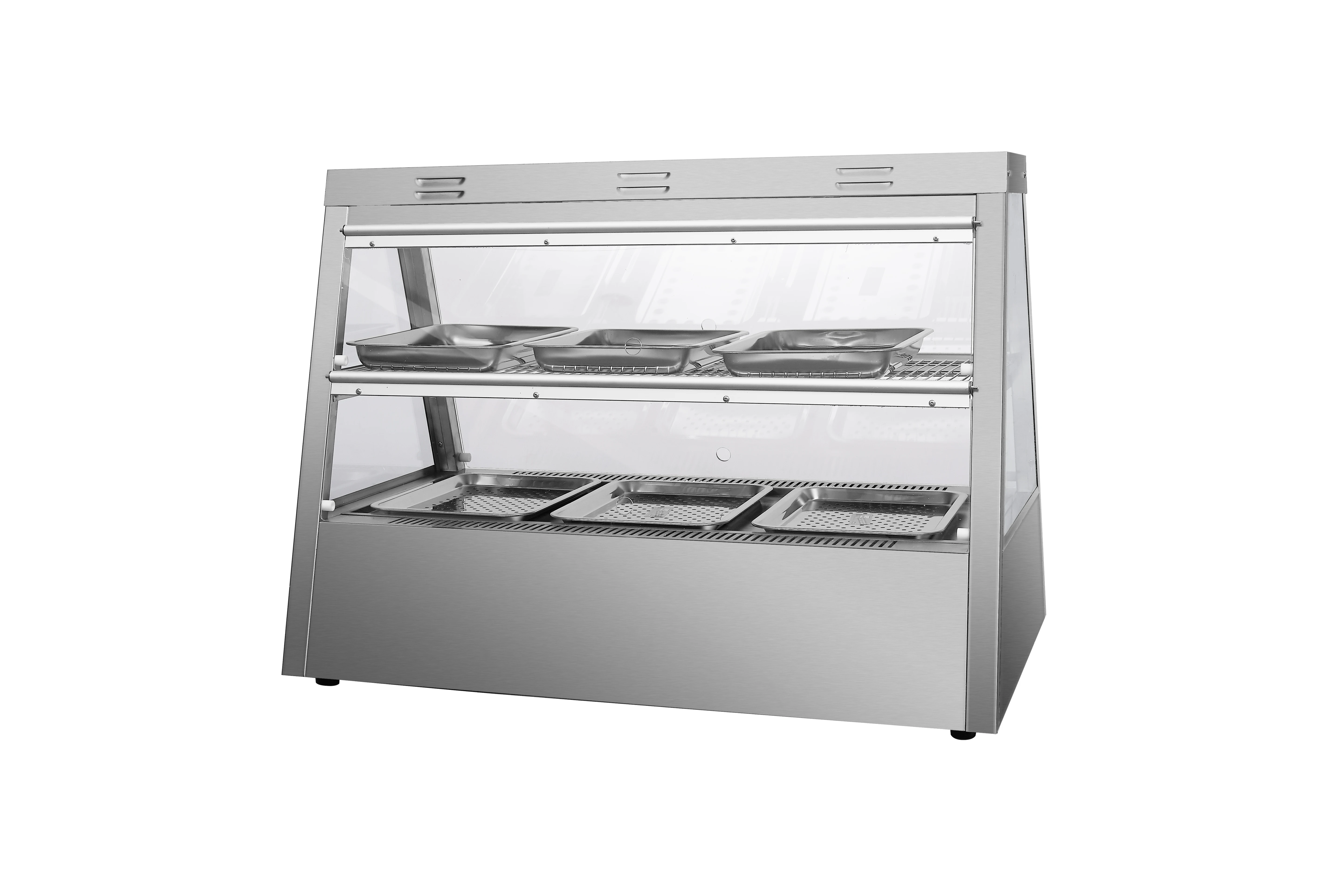 Commercial Two Tier Food Warmer Display Cabinet with Independent Temperature Controls for Restaurant and Fast Food Outlet