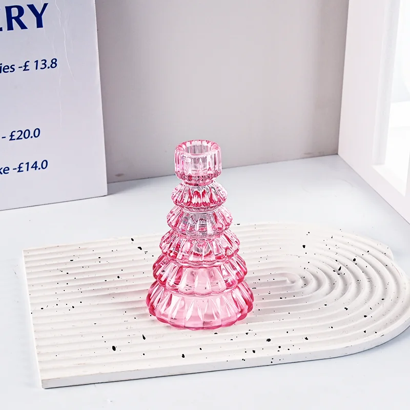 product fashion colorful glass candle holder for candlestick wedding home decoration table suitable for both sides candle holders-5