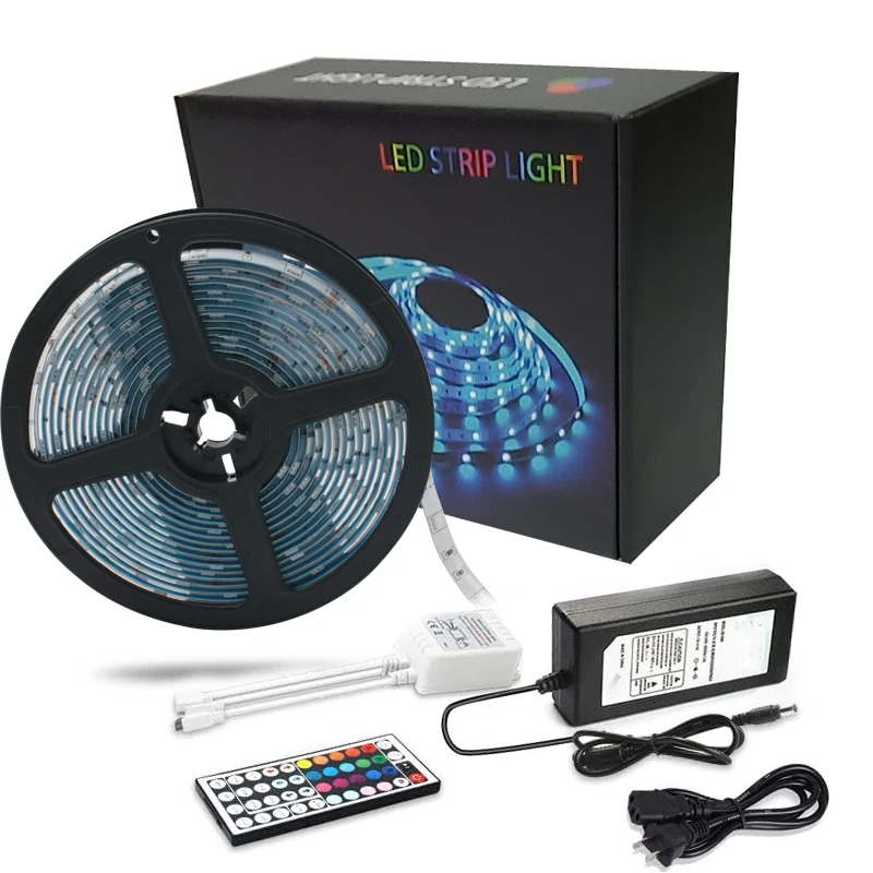 Lighting EVER LED Strip Lights, 32.8ft RGB LED Strip Lights with 44 Keys IR Remote and 12V Power Supply, Flexible Color Changing 5050 300 LEDs Light Strips Kit for Bedroom, Home