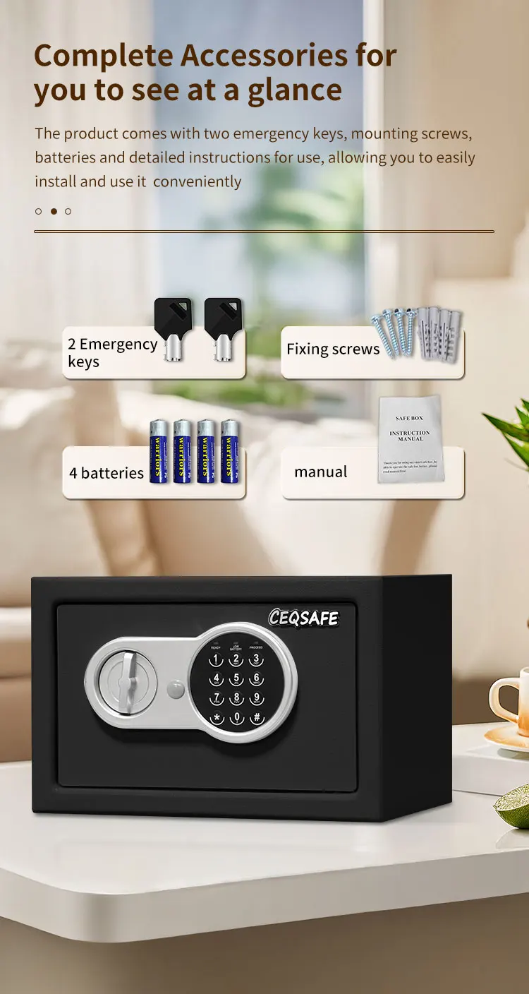 CEQSAFE Key Security Top Open Laptop Size Digital Password Electronic Smart Two Mini Room Deposit Small Safe Box supplier