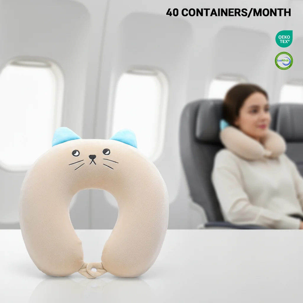 Dukungan untuk Cetakan Khusus Bantal Leher Perjalanan Berbentuk Hewan Aman dan Nyaman, Bahan Hipoalergenik Bantal Perjalanan Lembut