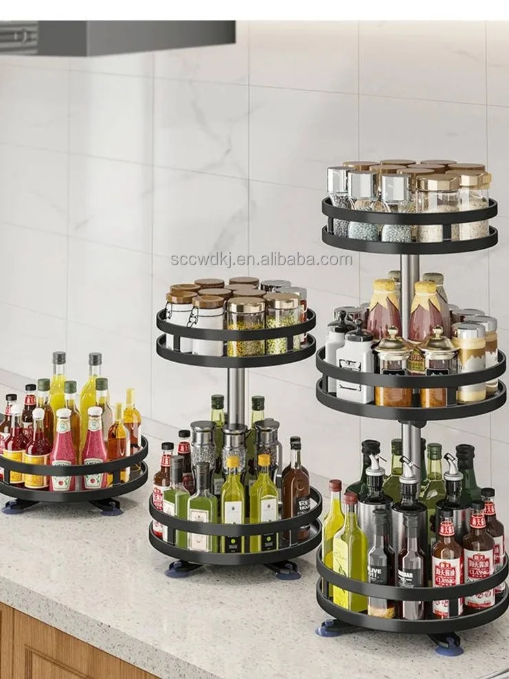 Wholesale Rotating Condiment Rack 360degree Kitchen Storage Shelf