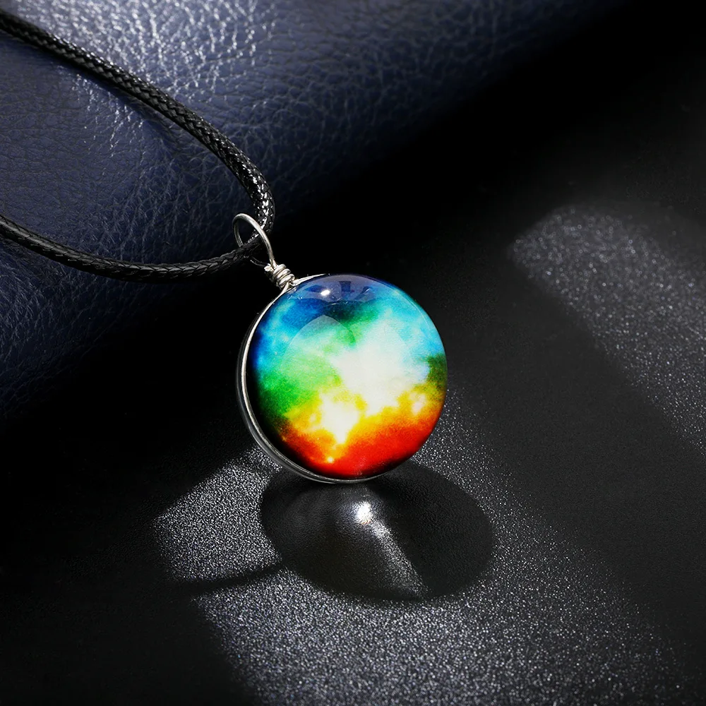 SUPERFINDINGS Set Di 4 Collane Con Ciondolo Galassia E Sistema Solare – Collane Unisex Con Sfere Di Vetro In Vari Colori (Nero, Bianco, Marrone, Blu) – Regalo Idea Per Donna E Uomo - 2