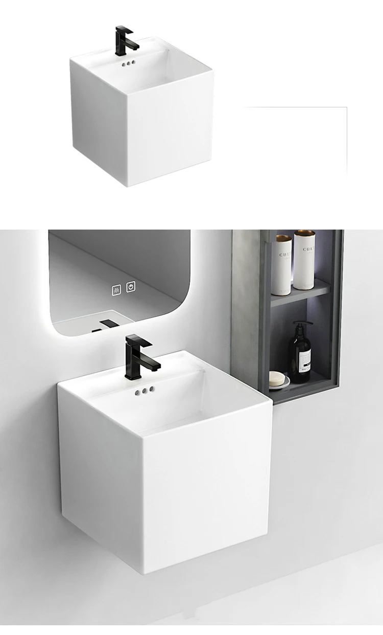 High quality sanitary ware modern bathroom ceramic white color wall mount basin art hand washbasin sink wall hung basin details