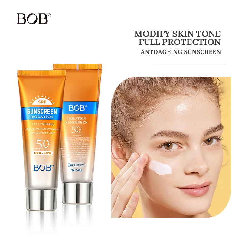 Bob Sunscreen Isolation Cream SPF50 PA Full Coverage Face Moisture Protection For All Skin Types
