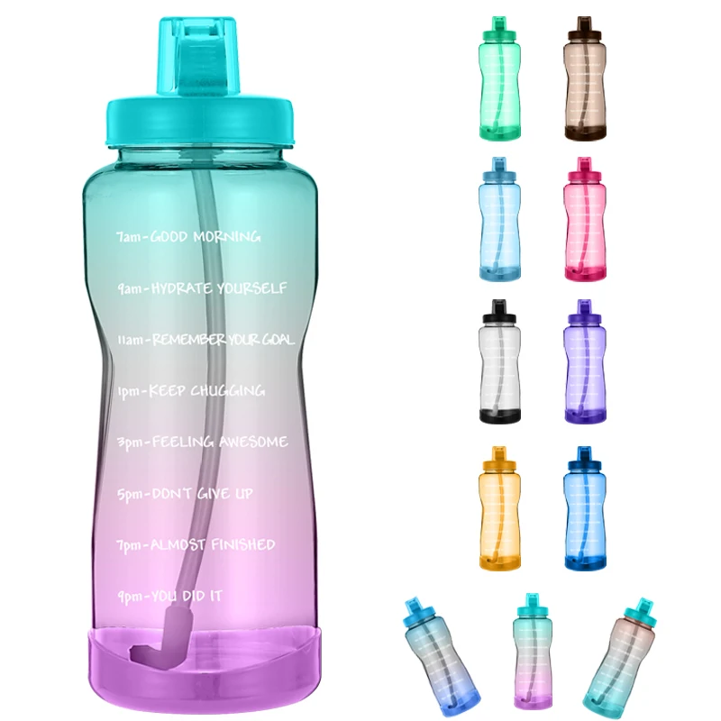 1 Gallon Motivational Large Water Bottle with Straw & Time Marker Leakproof BPA