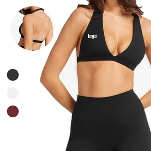 2026 Halter Open Back Deep v High Impact Workout Training Gym Sports Bra Yoga Bra