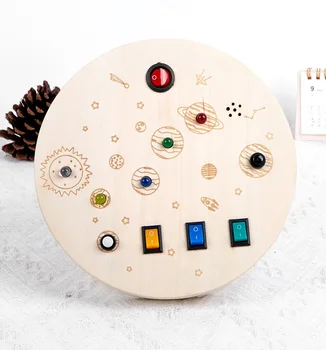 Montessori Wooden Busy Board with LED Light with Toggle Switch Sensory Toys Educational Busy Board Toys