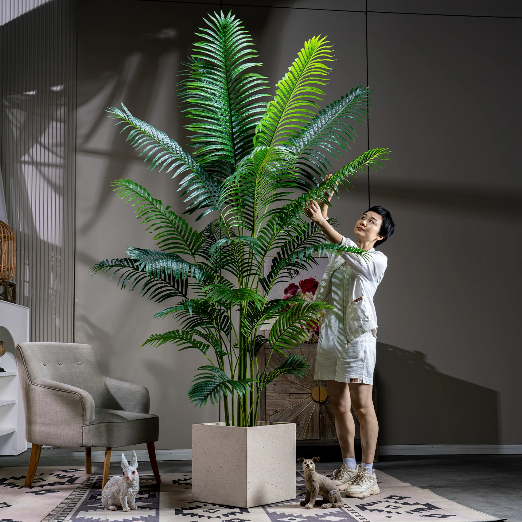 Manufacturer Direct Sales Giant Artificial Plastic Parlor Palm Tree High Quality Home/Outdoor Landscaping Plant Birthday/Easter