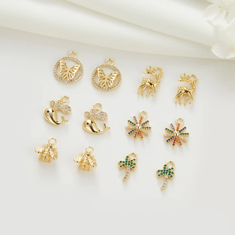 Wholesale 14K Gold Plated Dainty Brass Earrings Charms Bulk for