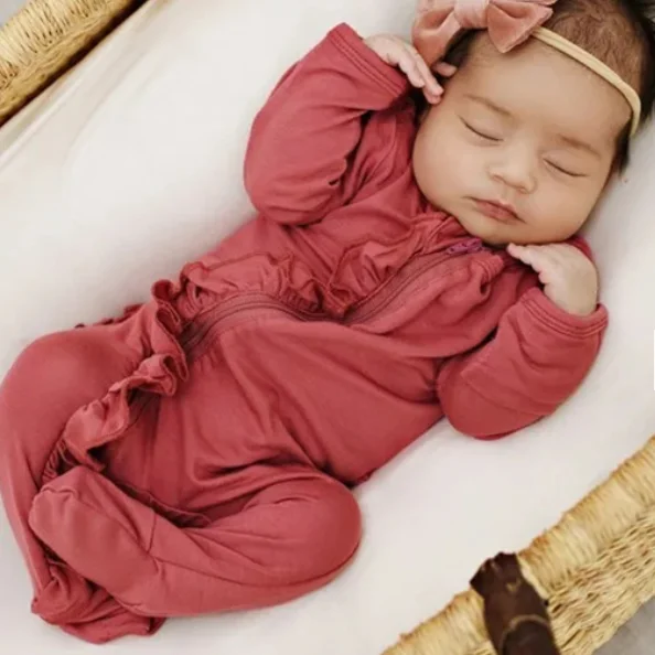 Hongbo бамбуковые вискозные детские пижамы из спандекса для малышей пижамы на молнии спереди для сна и сна детская одежда для сна комбинезон