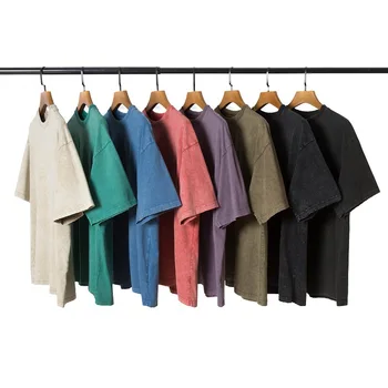 Wholesale mens clothes oversize tshirt heavyweight cotton blank acid wash t-shirt custom graphic vintage wash t shirt