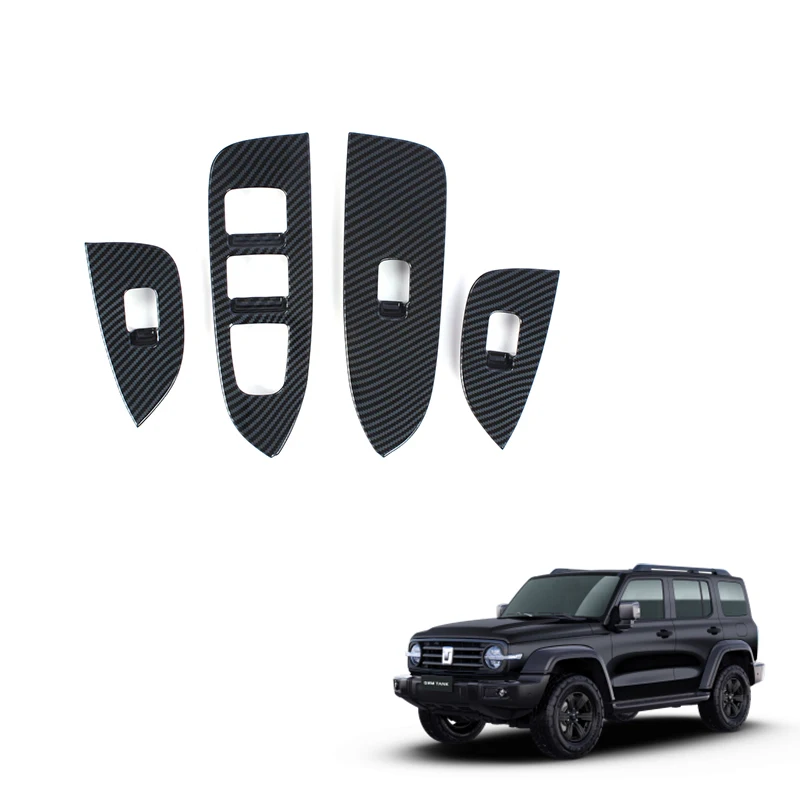 Крышка подлокотника для подъема окна для GWM Tank 300 Аксессуары ABS Carbon Fiber Pattern Крышка панели переключателя окна Аксессуар для интерьера