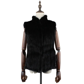 Ladies Fashion Luxury Style High Quality Real Knit mink Fur Vest