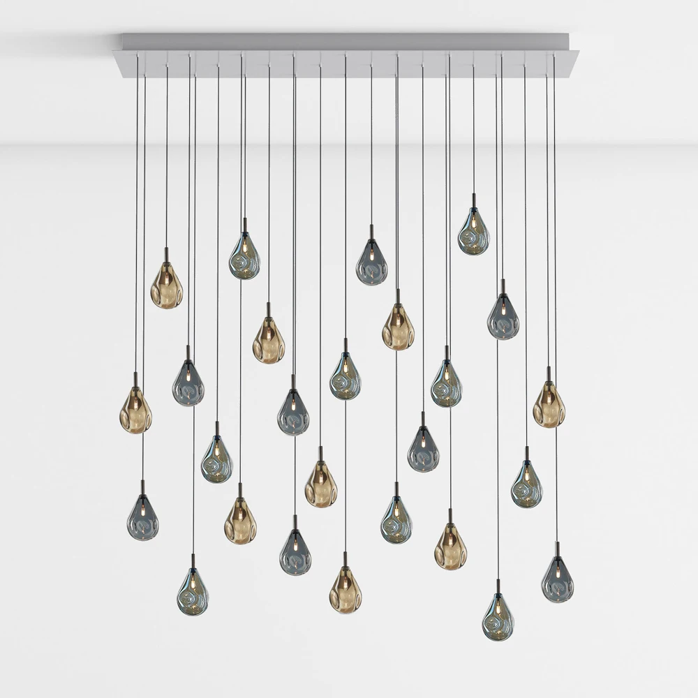 Modern Design Spiral Staircase Square Round Rectangle Chandelier Hanging Warm/white Pendant Lamp For Villa stairs Staircase