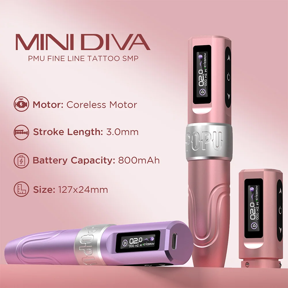 Mini Diva ワイヤレスタトゥーマシン - 軽量デジタルPMU機器 2V対応