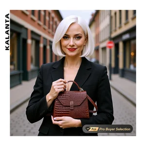 KALANTA Handle Structured Trending Affordable Polyester Sacs Crocodile Pattern Lady Minimal Office  Summer