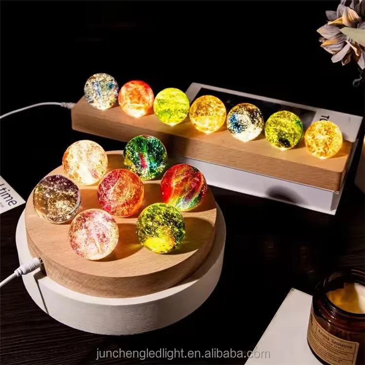 40mm Colorful Glazed Beads Glass Ball Luminous Planets Crystal Handicraft Cosmic Model Gifts Home Room Decoration