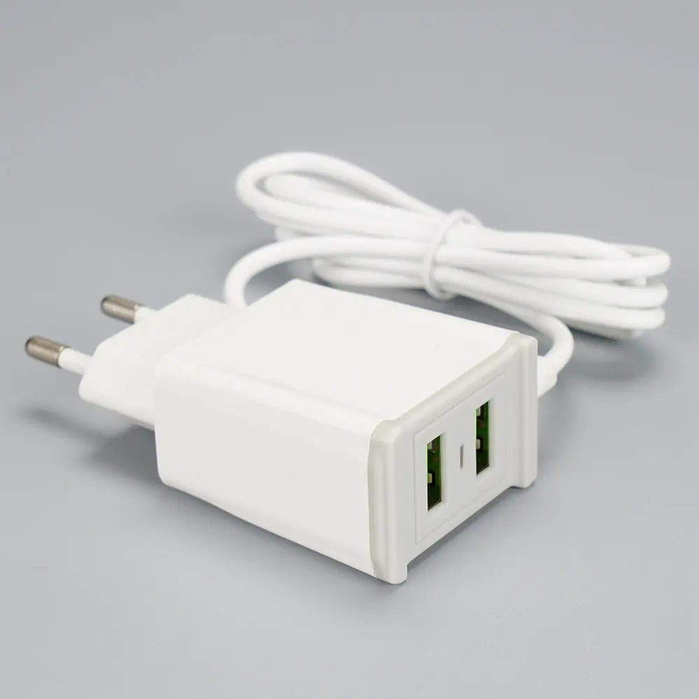 EU/Europe Plug 2 USB-A White Travel/Wall charger 110V-230V 2121
