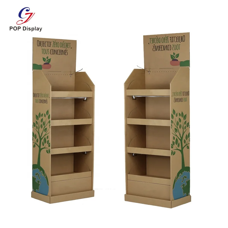Eco-Friendly Kraft Paper Floor Display Shelf Tower for Retail ...