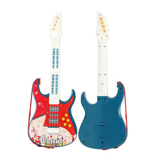 Jinming Electric Guitar Toys 4 Strings Musical Instrument Guitar Toy with Microphone
