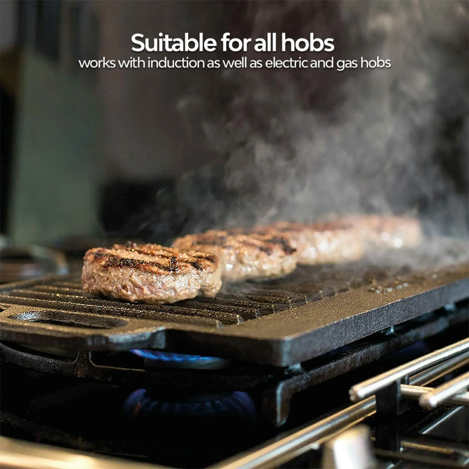 Wajan panggangan Bbq untuk BBQ, wajan pemanggang Bbq bersirkulasi, wajan  datar persegi panjang bahan besi cor pabrik