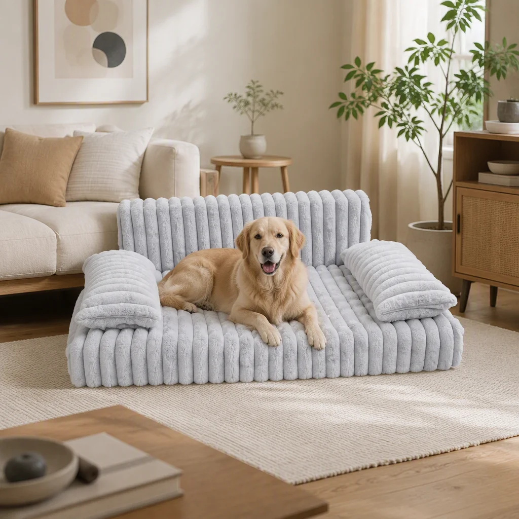 Cut Pile Corduroy Pet Sofa Bed — Product details 2