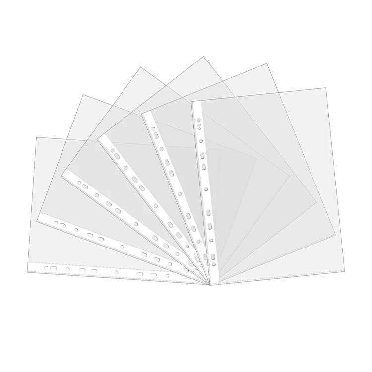 Top Loading Stationery  Reinforced 11-Hole A4 Transparent Plastic Sheet Protector Paper Document Protector for Ring Binders