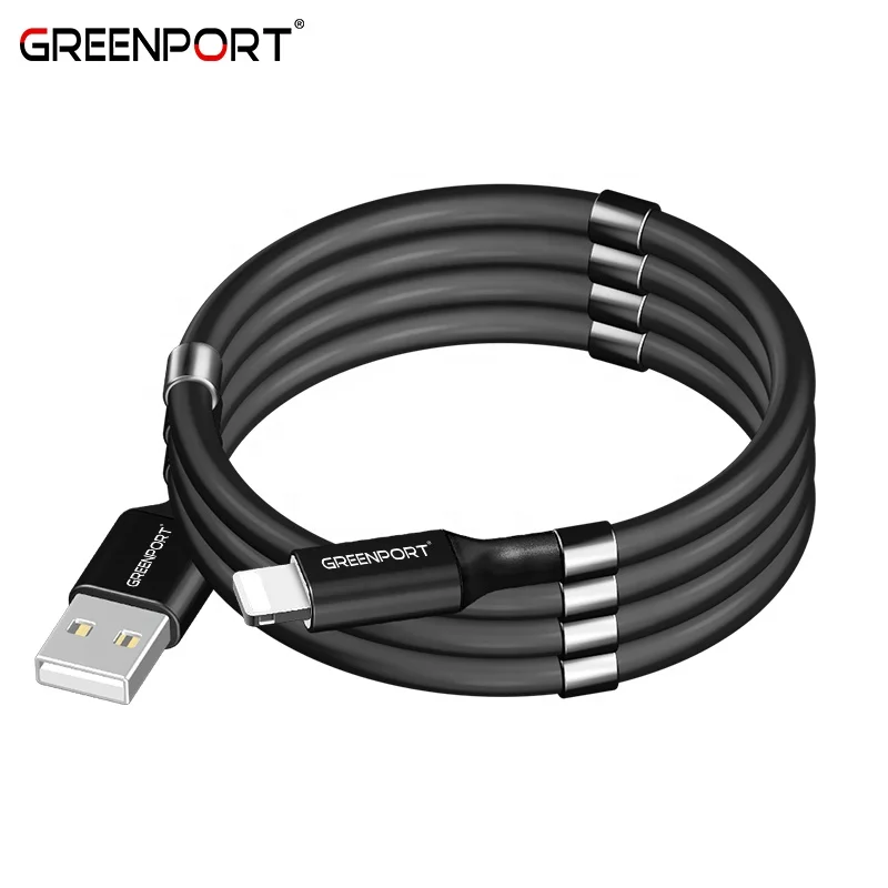 Greenport- 2020 New Model Easy-Coil Magnet Charging cable USB Magnetic Cable Fast Charging Supercalla Folding Cable