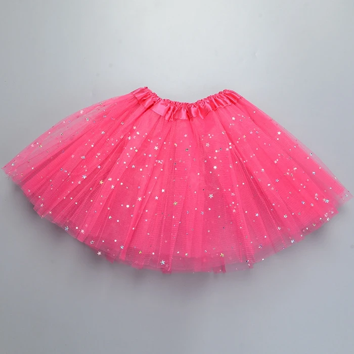 USA Kids Girl Star Glitter Dance TUTU Skirt For Girl 3 Layers Tulle Pettiskirt 