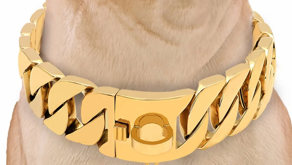 32mm Pitbull Xl Bully Pet Halsbands Hond Rop Gold Dog Collar Cadena