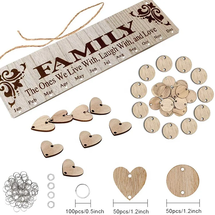 DIY Wall Hanging Family Birthday Reminder Board Perpetual Wooden Calendar